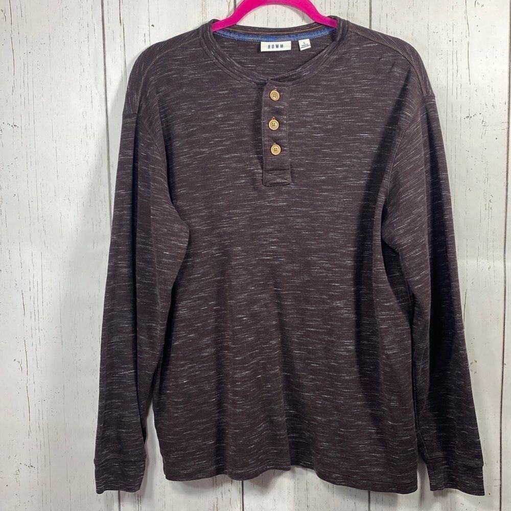 Rowm Mens Brown Thermal Long Sleeve Shirt